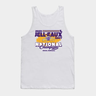 Jelleaux Shot National Champions 2023 Omaha Purple and Gold Tank Top